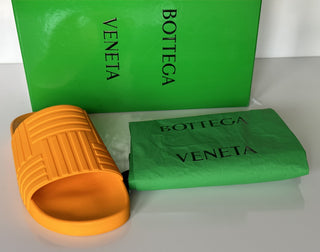 Bottega Veneta Men's Rubber Tangerine Slides Sandals 9 US (42) 690105 NIB $420