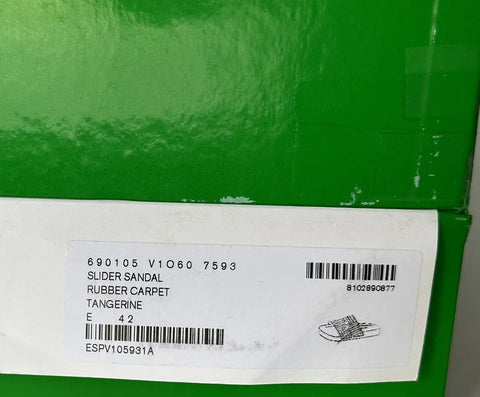 Bottega Veneta Men's Rubber Tangerine Slides Sandals 9 US (42) 690105 NIB $420