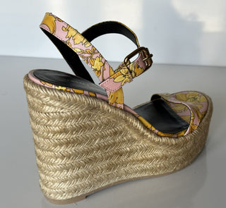 VERSACE Women's Baroque Floral Wedge Pink Sandals 10 US (40 Euro) 1006147 NIB
