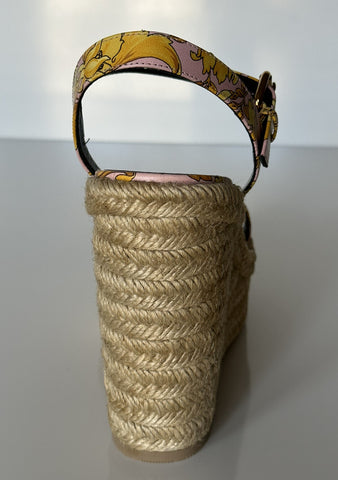 VERSACE Women's Baroque Floral Wedge Pink Sandals 10 US (40 Euro) 1006147 NIB