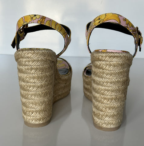 VERSACE Women's Baroque Floral Wedge Pink Sandals 10 US (40 Euro) 1006147 NIB