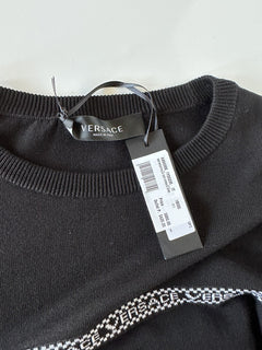 Versace Logo Cotton Knit Sweater Black 54 (2XL) Italy A89468S NWT $850