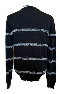 Versace Logo Cotton Knit Sweater Black 54 (2XL) Italy A89468S NWT $850