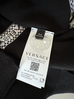 Versace Logo Cotton Knit Sweater Black 54 (2XL) Italy A89468S NWT $850