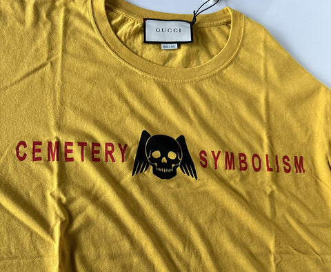 Gucci Cemetery Symbolism Yellow Cotton Jersey T-Shirt L 493117 Made in Italy NWT