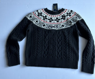 Polo Ralph Lauren Girls Black Cotton/Wool Sweater Size L (12-14) NWT $165