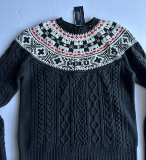 Polo Ralph Lauren Girls Black Cotton/Wool Sweater Size L (12-14) NWT $165