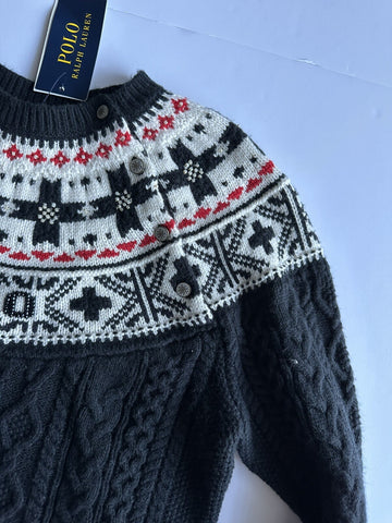 Polo Ralph Lauren Girls Black Cotton/Wool Sweater Size L (12-14) NWT $165
