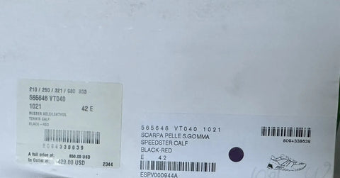 Bottega Veneta Men’s Black/Red Leather Sneakers 9 US (42 Euro) 565646 NIB $850