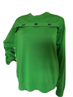 Bottega Veneta Women's Green Wool Open Button Knit Top Large 648729 NWT $1750