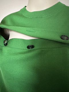 Bottega Veneta Women's Green Wool Open Button Knit Top Large 648729 NWT $1750