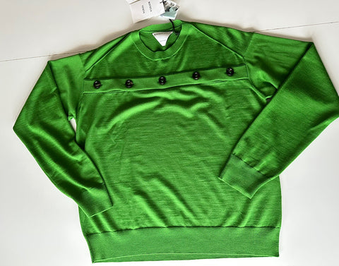 Bottega Veneta Women's Green Wool Open Button Knit Top Large 648729 NWT $1750