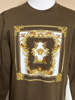 Versace Medusa Renaissance Khaki Cotton Sweatshirt XS 1008282 NWT $850