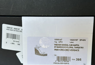 VERSACE Women's Baroque Floral Wedge Pink Sandals 9 US (39 Euro) 1006147 NIB