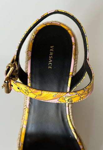 VERSACE Women's Baroque Floral Wedge Pink Sandals 9 US (39 Euro) 1006147 NIB