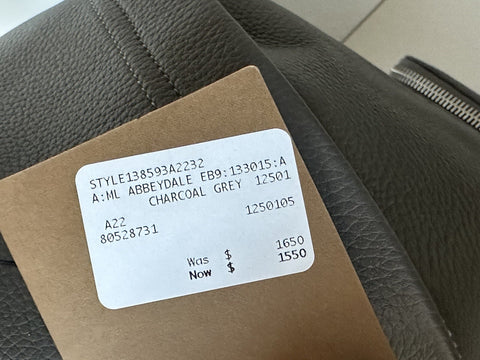 Burberry Abbeydale Leather Logo Backpack Charcoal Grey 80528731 NWT $1650