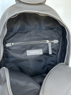 Burberry Abbeydale Leather Logo Backpack Charcoal Grey 80528731 NWT $1650