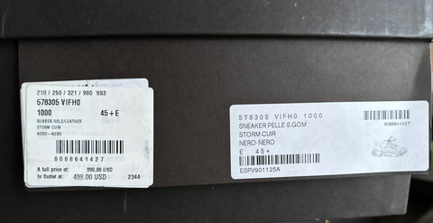 Bottega Veneta Mens Leather Black Sneakers 12.5 US (45.5 Euro) 578305 NIB $950