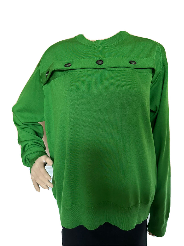Bottega Veneta Women's Green Wool Open Button Knit Top Medium 648729 NWT $1750