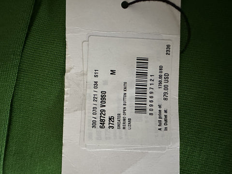 Bottega Veneta Women's Green Wool Open Button Knit Top Medium 648729 NWT $1750