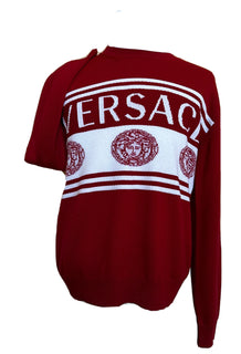Versace Medusa Logo Wool Knit Sweater Red 52 (XL) Italy 1002719 NWT $950
