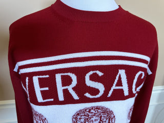 Versace Medusa Logo Wool Knit Sweater Red 52 (XL) Italy 1002719 NWT $950