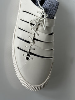 Bottega Veneta Tech Knit Rubber White Climber Sneakers 12 US 658725 IT NIB $750