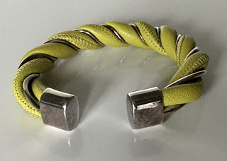 Bottega Veneta Yellow/Silver Bracelet Sterling Silver Small 636836 NWB $620