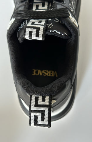 VERSACE Leather & Printed Fabric Sneakers Black 7 US (40 Eu) 1002781 IT NIB $950
