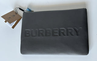 Burberry Charcoal Grey Leather Case Clutch 80528841 NWT $550