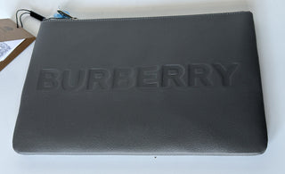 Burberry Charcoal Grey Leather Case Clutch 80528841 NWT $550