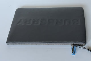 Burberry Charcoal Grey Leather Case Clutch 80528841 NWT $550