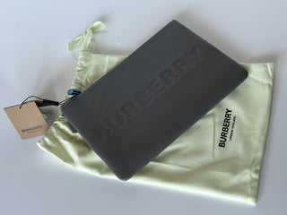 Burberry Charcoal Grey Leather Case Clutch 80528841 NWT $550
