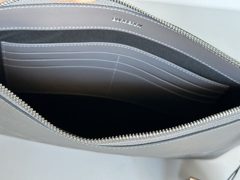 Burberry Charcoal Grey Leather Case Clutch 80528841 NWT $550