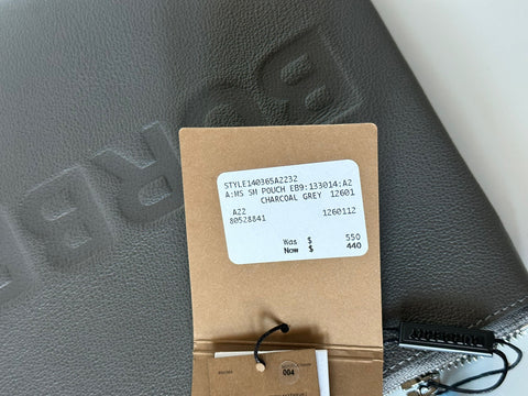 Burberry Charcoal Grey Leather Case Clutch 80528841 NWT $550