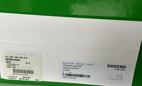 Bottega Veneta Men's Neutral Lagoon Nappa Leather Sneakers 9 US 667069 NIB $890