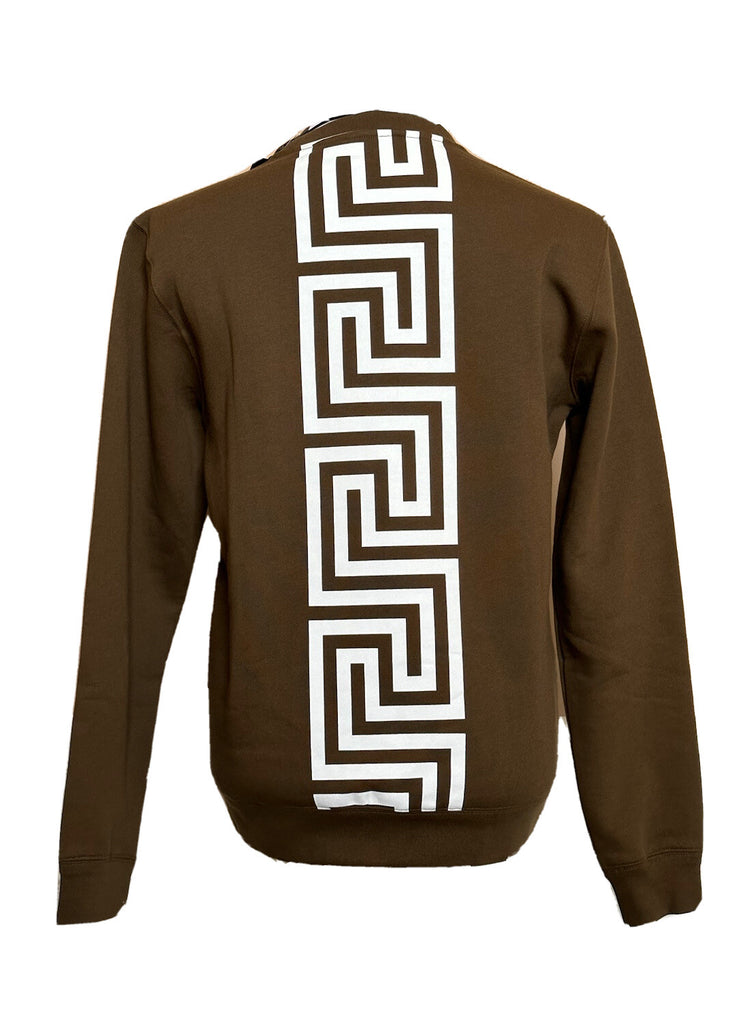 Versace Greek Key and Versace Logo Khaki Cotton Sweatshirt S 1008283 NWT $800