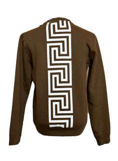 Versace Greek Key and Versace Logo Khaki Cotton Sweatshirt S 1008283 NWT $800