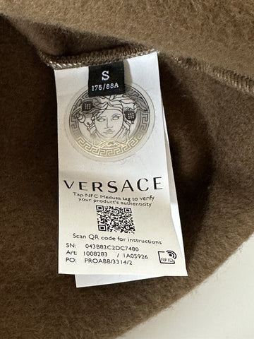Versace Greek Key and Versace Logo Khaki Cotton Sweatshirt S 1008283 NWT $800