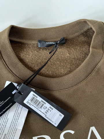 Versace Greek Key and Versace Logo Khaki Cotton Sweatshirt S 1008283 NWT $800