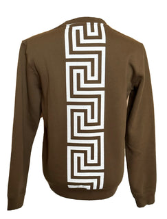 Versace Greek Key and Versace Logo Khaki Cotton Sweatshirt S 1008283 NWT $800