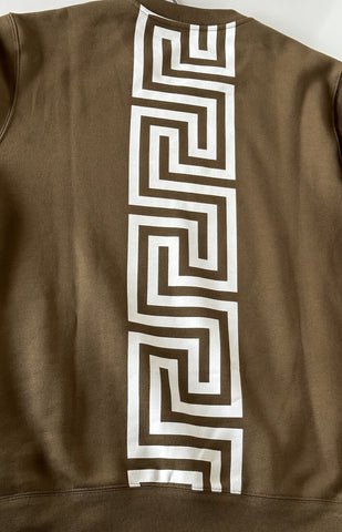 Versace Greek Key and Versace Logo Khaki Cotton Sweatshirt S 1008283 NWT $800