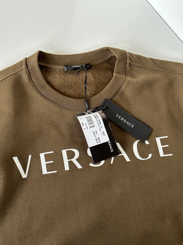 Versace Greek Key and Versace Logo Khaki Cotton Sweatshirt S 1008283 NWT $800