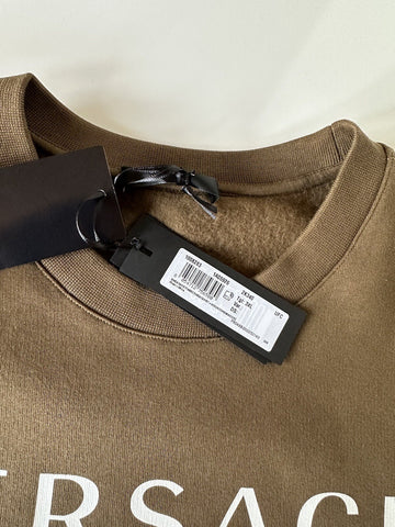 Versace Greek Key and Versace Logo Khaki Cotton Sweatshirt S 1008283 NWT $800