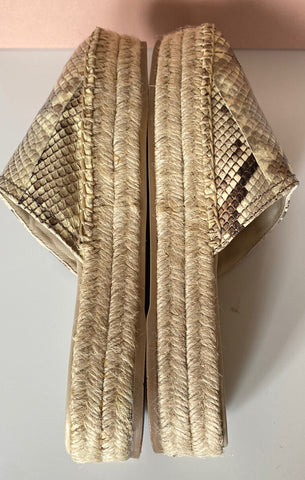 MIU MIU Women's Beige Snake Print Leather Espadrille Mules 9 US 5S787C NIB