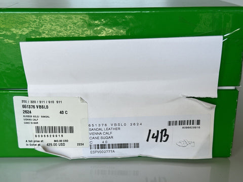 Bottega Veneta Calf Leather Mule Sandals Shoes Cane Sugar 10 US 651376 NIB $840