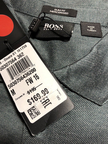 BOSS Hugo Boss 'Onara-01' Long Sleeve Slim Fit Shirt M Grey NWT $195