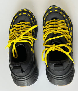 Bottega Veneta Mens Leather Black/Yellow Sneakers 7.5 US 578305 1013 NIB $950