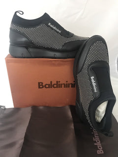 Baldinini Women’s  Studded Sneakers 748465  Black 37 Eu Made in Italy NIB $580