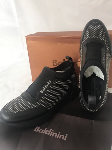 Baldinini Women’s  Studded Sneakers 748465  Black 37 Eu Made in Italy NIB $580